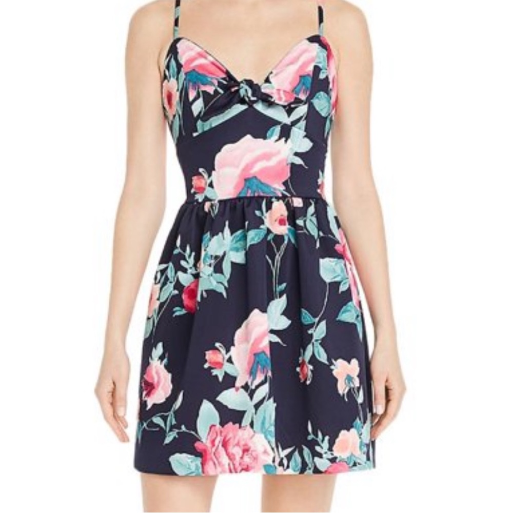 aqua floral navy dress